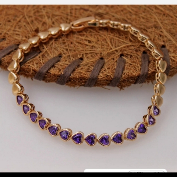 New purple heart gold filled bracelet - Picture 2 of 4